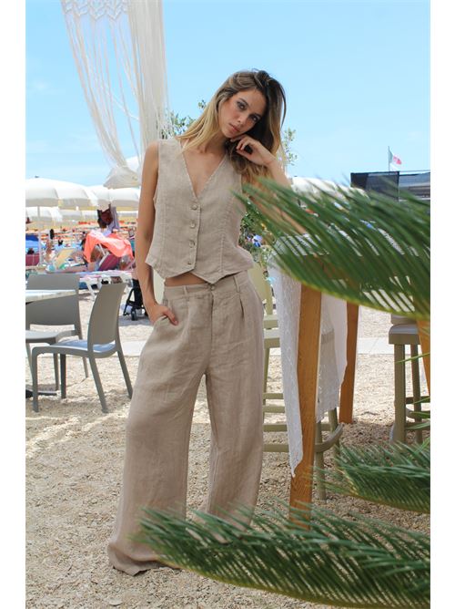 Gilet corto in lino HAVEONE | LVE-N0492