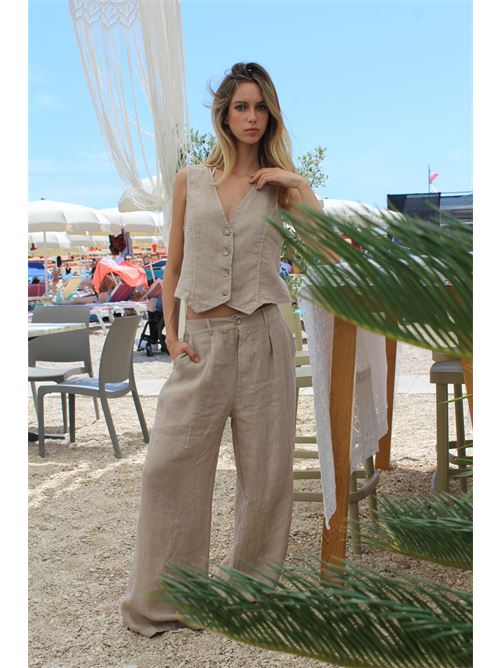 Pantalone palazzo in lino HAVEONE | PVE-N5012