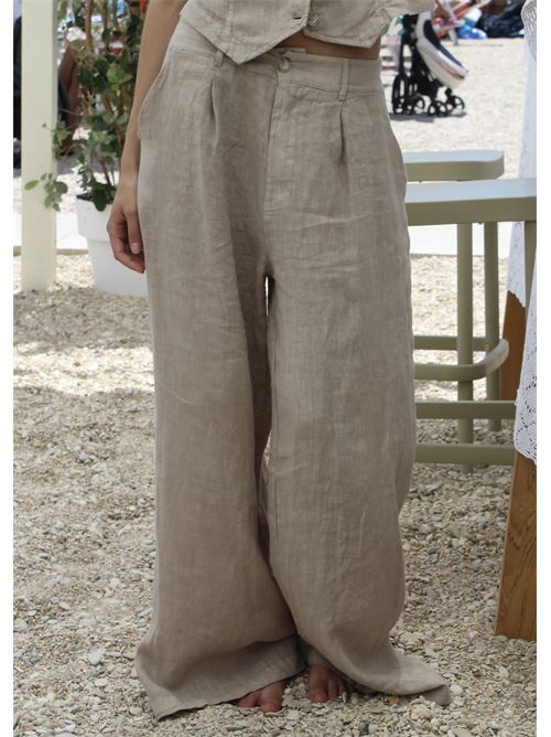 Pantalone palazzo in lino HAVEONE | PVE-N5012
