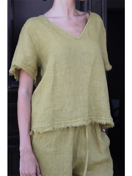 T-shirt scollo v taglio vivo HAVEONE | TVE-N1654